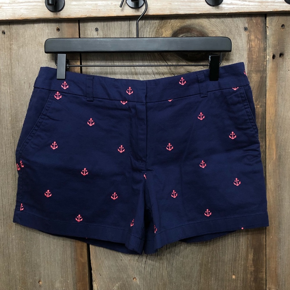 Cambridge Dry Goods Anchor Print Chino Shorts in Blue Size 6 Women’s